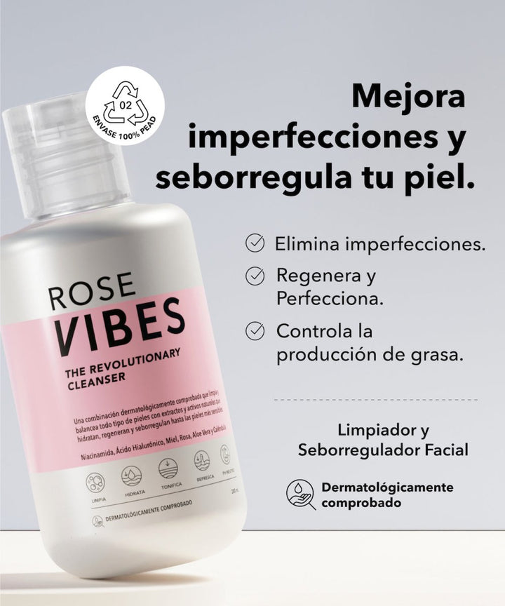 Limpiador facial sin sulfatos agresivos, también trata la piel con ingredientes activos